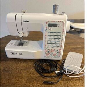 Brother White and Floral Sewing Machine